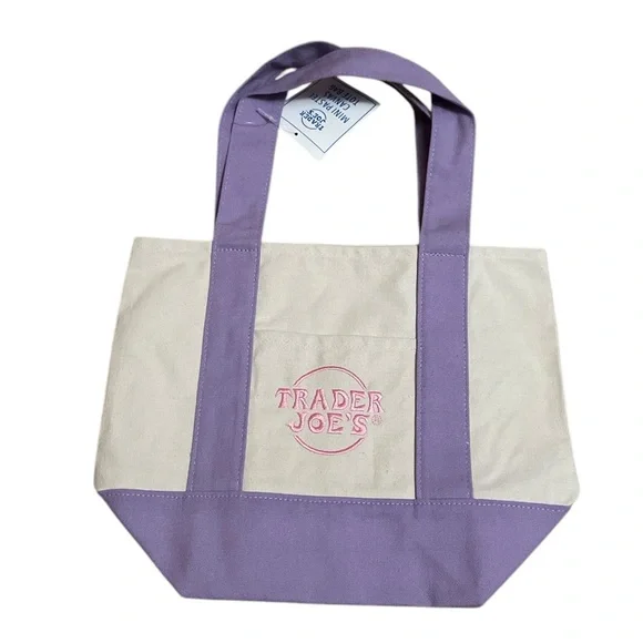 Trader Joe's Pastel Mini Canvas Tote Bags 2025 LIMITED EDITION - Picture 1 of 5